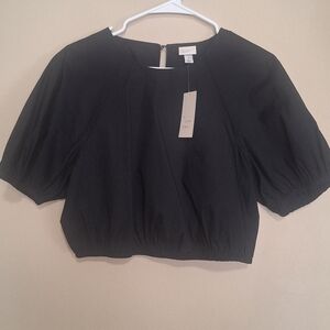 a new day Elegant Black Puff Sleeve Top